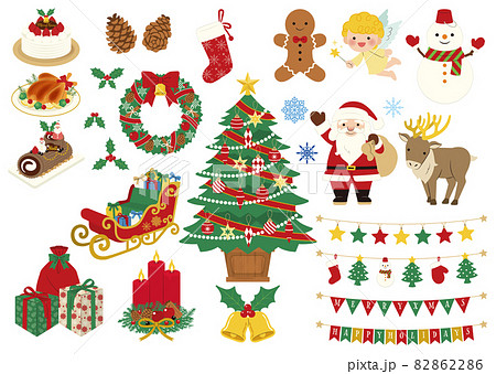 クリスマス素材確認用 クリスマスイラストのセットのイラスト素材 [82862286] - PIXTA