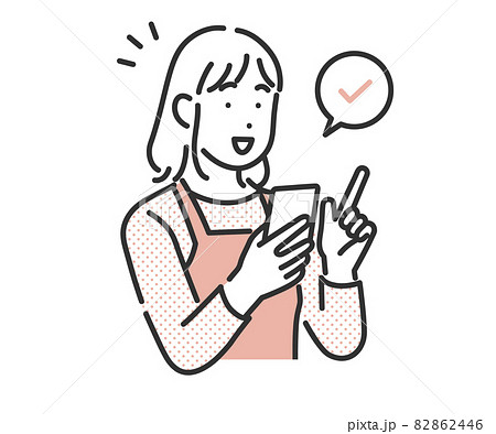 スマホを使って検索をする女性のイメージイラスト素材 82862446