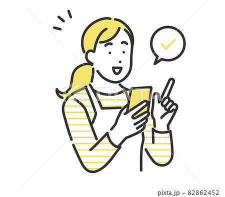スマホを使って検索をする女性のイメージイラスト素材 82862452