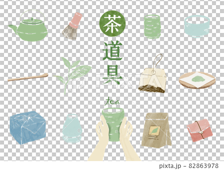 Handwritten illustrations of tools used in the tea ceremony Handwritten illustrations of tools used in the tea ceremony 82863978