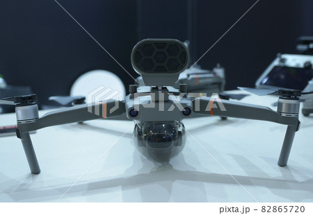 Industrial drone with dual camera aboard placed on stand Industrial drone with dual camera aboard placed on stand 82865720