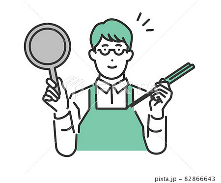 フライパンを持って料理をする男性のイメージイラスト素材 フライパンを持って料理をする男性のイメージイラスト素材 82866643