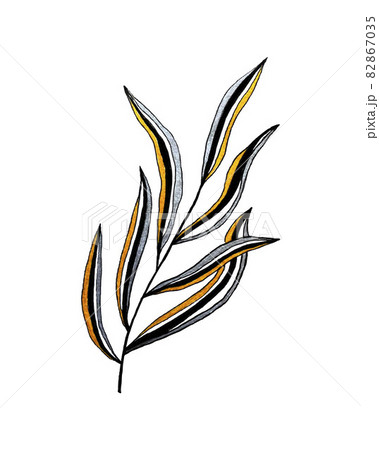 Branch decorative striped doodling, tracing, element for design, decor, hand drawing, isolated, on a white background. Branch decorative striped doodling, tracing, element for design, decor, hand drawing, isolated, on a white background. 82867035
