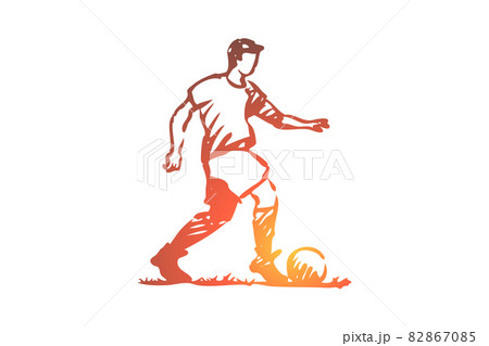Football player, soccer, goal, kick concept. Hand drawn isolated vector. 82867085