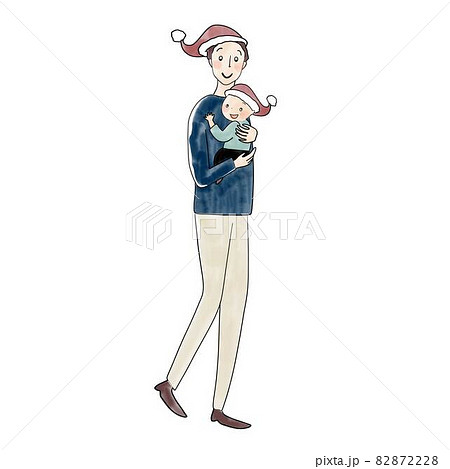 サンタクロース帽子の男性と子ども 82872228