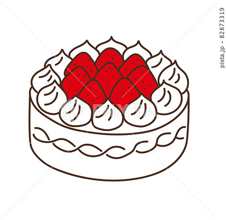 ホールケーキ イラスト イチゴ ショートケーキ のイラスト素材