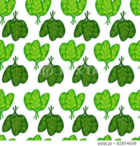 Seamless pattern bunch spinach salad on white background. Simple ornament with lettuce. 82874036
