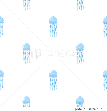 Seamless pattern jellyfish on white background. Simple ornament with sea animals . 82874042