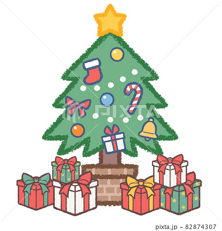 クリスマスツリーとプレゼント箱 82874307