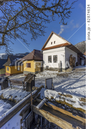 Vlkolinec village UNESCO site in Velka Fatra mountains, Slovakia 82874634