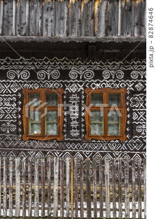 Painted folk house, UNESCO village Cicmany in Slovakia Painted folk house, UNESCO village Cicmany in Slovakia 82874646