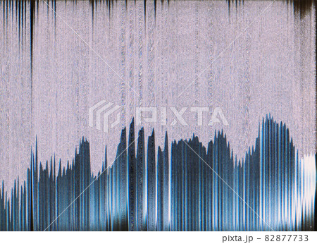 Glitch texture. Static noise. Damaged video. Graphic defect. Gray blue white grain line pattern distortion artifacts distressed screen overlay. 82877733