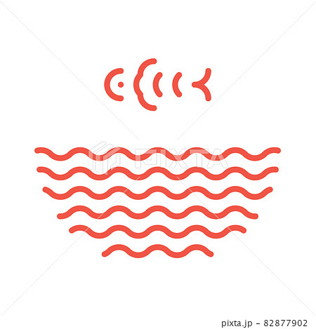 Fish jumping from water waves logo. Poke bowl logotype Fish jumping from water waves logo. Poke bowl logotype 82877902