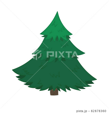 Cute cartoon bright Christmas fir tree 82878360