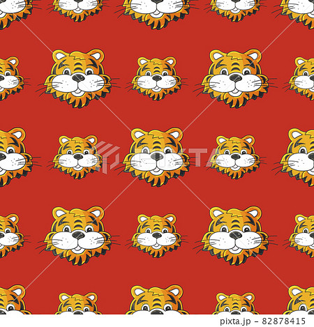 Symbol of 2022. Tigers in hand draw style. New Year 2022 82878415
