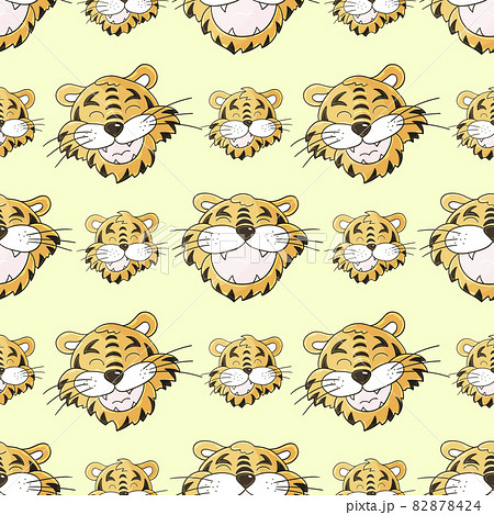Symbol of 2022. Tigers in hand draw style. New Year 2022 82878424