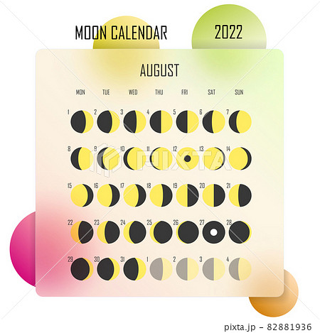 August 2022 Moon calendar. Astrological calendar design. planner. Place for stickers. Month cycle planner mockup. Isolated colorful glassmorphism background August 2022 Moon calendar. Astrological calendar design. planner. Place for stickers. Month cycle planner mockup. Isolated colorful glassmorphism background 82881936