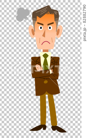 怒る年配ビジネスマンの全身イラスト 82882790