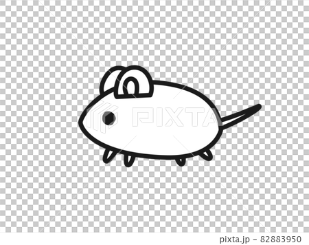 シンプルでゆるいネズミのイラストのイラスト素材 50