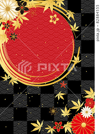 和柄_金箔筆_黒格子背景_縦1010 和柄_金箔筆_黒格子背景_縦1010 82884555