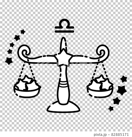 簡單可愛的天秤座插畫/黑白單色 82885171