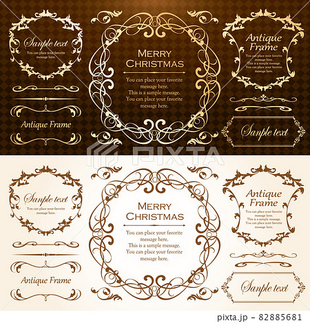 クリスマスをイメージしたフレームデザインのセット アンティーク ビンテージ エレガントのイラスト素材 5681