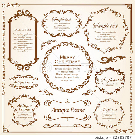 クリスマスをイメージしたフレームデザインのセット アンティーク ビンテージ エレガントのイラスト素材 5707