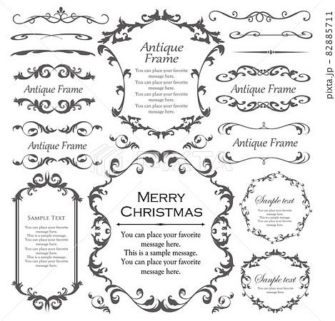 クリスマスをイメージしたフレームデザインのセット アンティーク ビンテージ エレガントのイラスト素材 5711