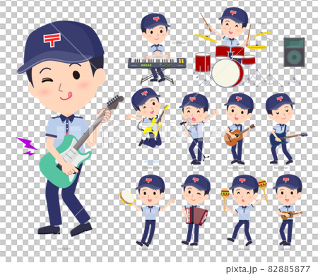 A set of male postman playing rock and roll and pop music 82885877