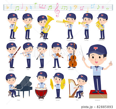 クラシック音楽演奏に関する郵便配達員男性のセット 82885893