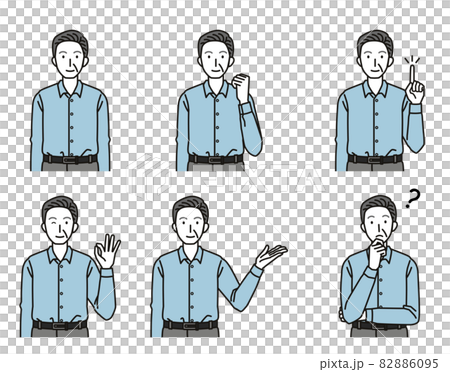 Illustration of a senior man making an introduction, pointing, and OK pose Illustration of a senior man making an introduction, pointing, and OK pose 82886095