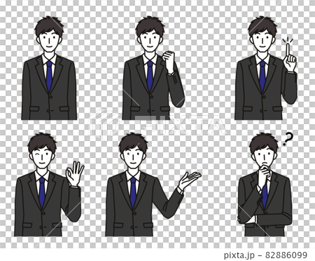 Various gestures of a job hunting man in a suit Various gestures of a job hunting man in a suit 82886099