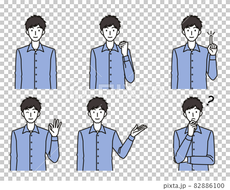 Various gestures of men in their 20s and 30s Various gestures of men in their 20s and 30s 82886100