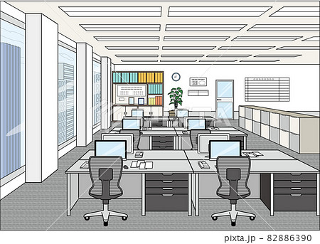 オフィス 事務所 事務室 の背景のイラスト素材 6390