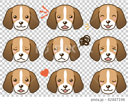 ビーグル ハウンドカラー の表情顔アイコンのイラスト素材 7198