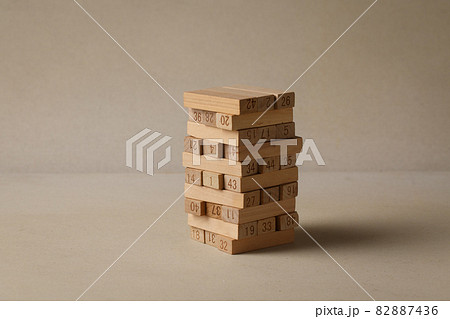 Wood puzzles stacked tower 82887436