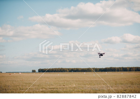 Big quadcopter drone on aerial flight and filming 82887842
