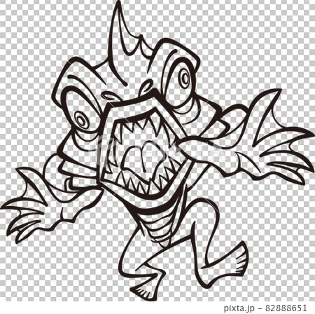 襲いかかろうとする半魚人【2頭身・白黒】 襲いかかろうとする半魚人【2頭身・白黒】 82888651