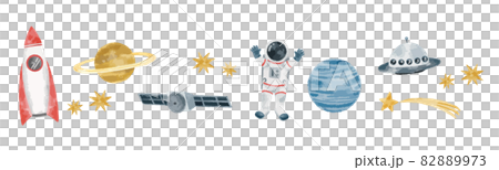 水彩風イラストの宇宙イメージ 82889973