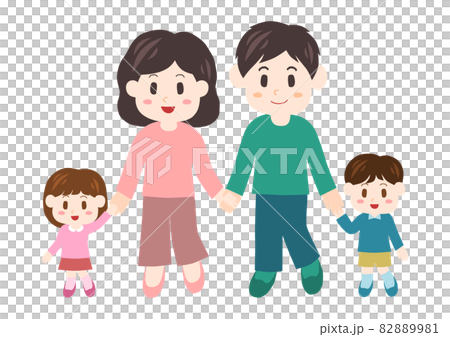 Family holding hands: couple and children Family holding hands: couple and children 82889981