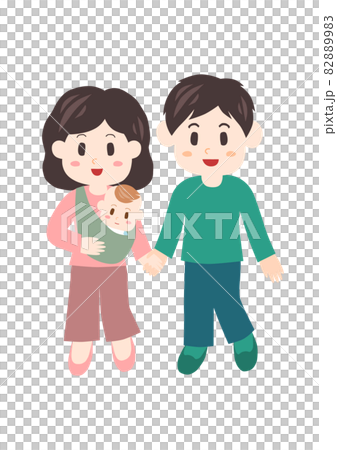 一家人手牽手:夫妻和嬰兒插畫 一家人手牽手:夫妻和嬰兒插畫 82889983