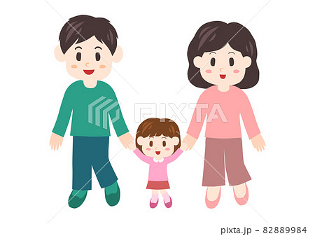 手を繋ぐ家族: 夫婦と女の子 イラスト 手を繋ぐ家族: 夫婦と女の子 イラスト 82889984