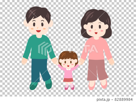 一家人手牽手:情侶和女孩插畫 一家人手牽手:情侶和女孩插畫 82889984