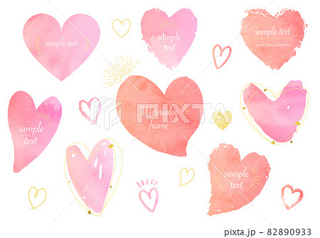 手書きの水彩のハートマークのアイコンのベクターイラスト フレーム のイラスト素材 0933