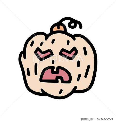 evil pumpkin color vector doodle simple icon 82892254