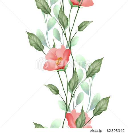 Delicate floral pattern. Seamless border in watercolor style 82893342