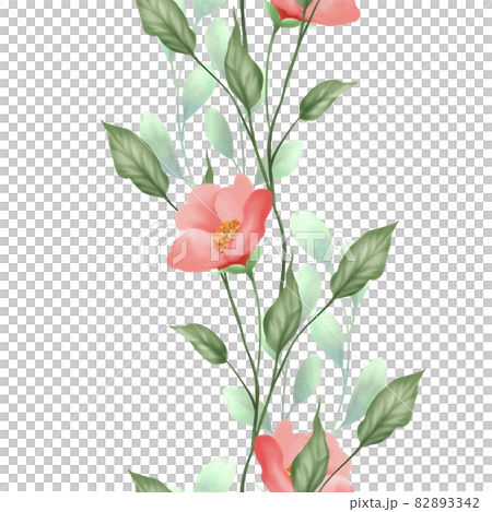 Delicate floral pattern. Seamless border in watercolor style 82893342