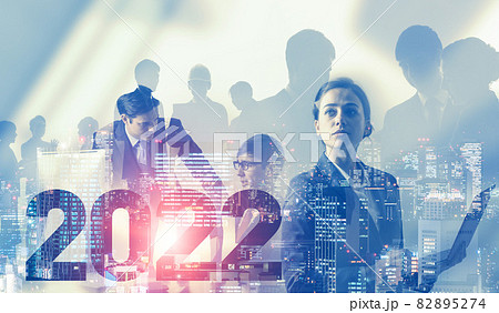 2022年イメージ ビジネス向け年賀状素材 グローバルビジネス 2022年イメージ ビジネス向け年賀状素材 グローバルビジネス 82895274
