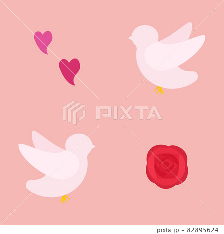 シンプルでかわいいバレンタインデーの鳩のイラストのイラスト素材 5624