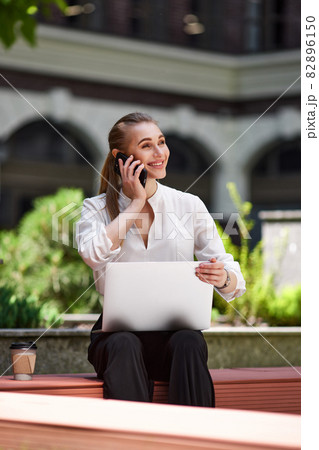 beautiful business woman working at the computer beautiful business woman working at the computer 82896150